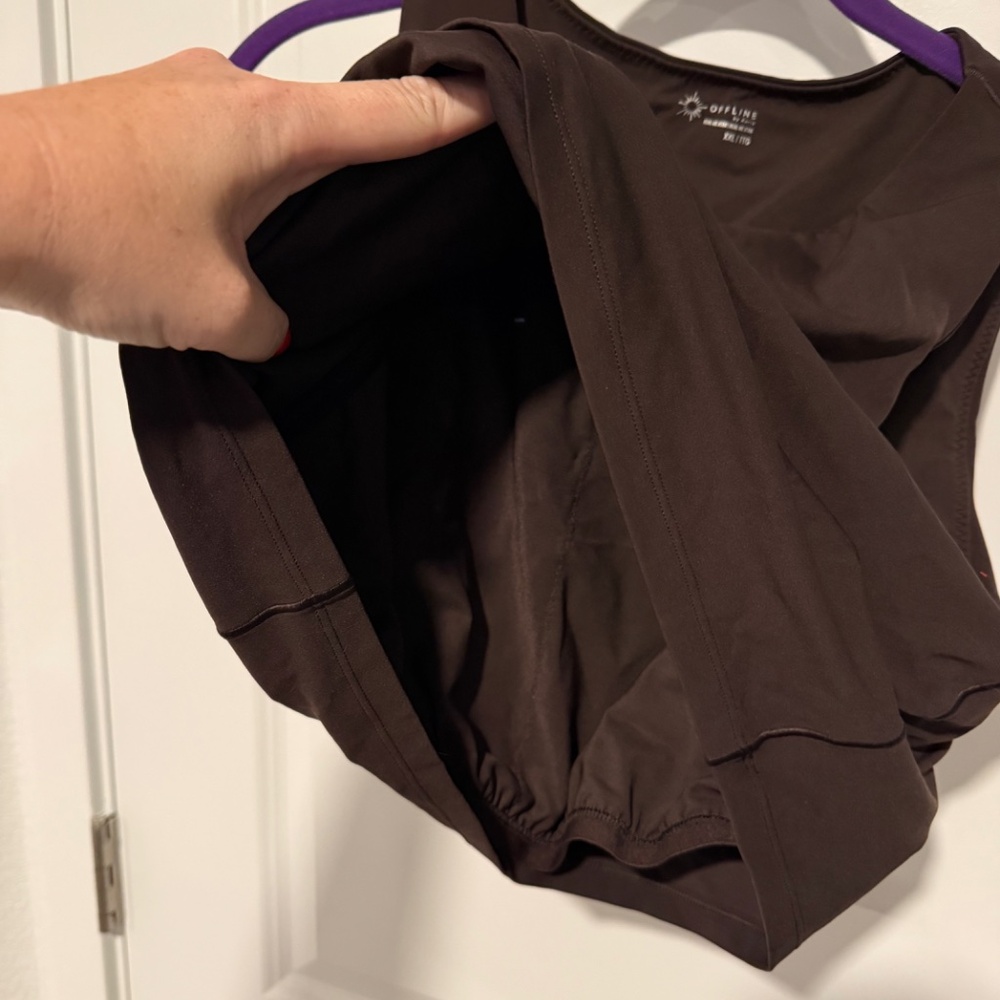 OFFLINE By Aerie Real Me XTRA High Neck Sports Bra - XXL Deep Earth Brown - Picture 8 of 8